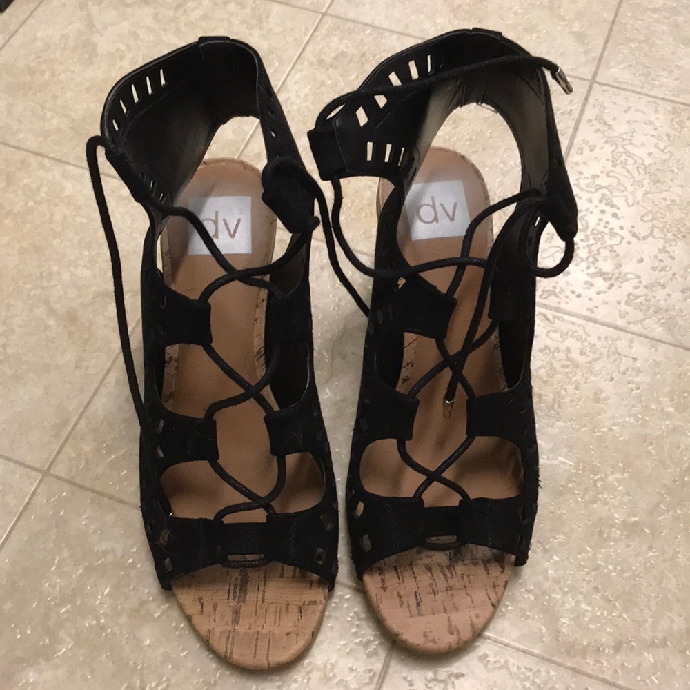 Black strapped Wedge Shoes